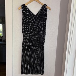 Lauren Ralph Lauren black polka dot dress sleeveless knee length Parisian 12